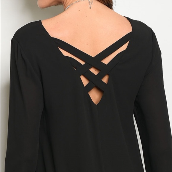 BLACK DETAILED BELL SLEEVE TUNIC DRESS - Picture 3 of 7